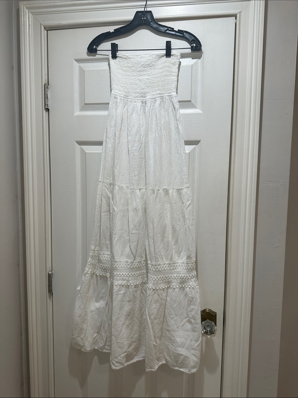 White Maxi Strapless Boho Dress